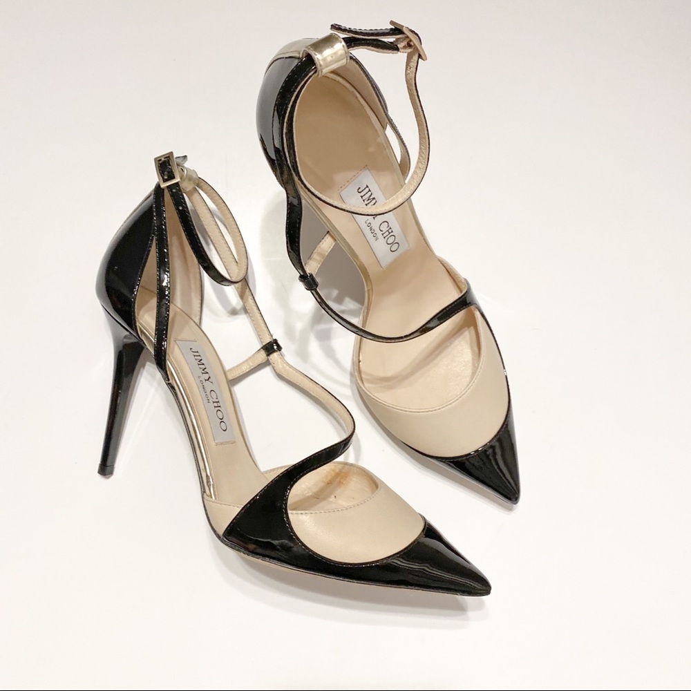 JIMMY CHOO Mutya tri-color Asymmetric Pump NEW
